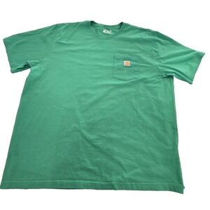 Carhartt Shirt Mens 2XL Green Loose Fit Short‎ Sleeve Pocket Crewneck Workwear